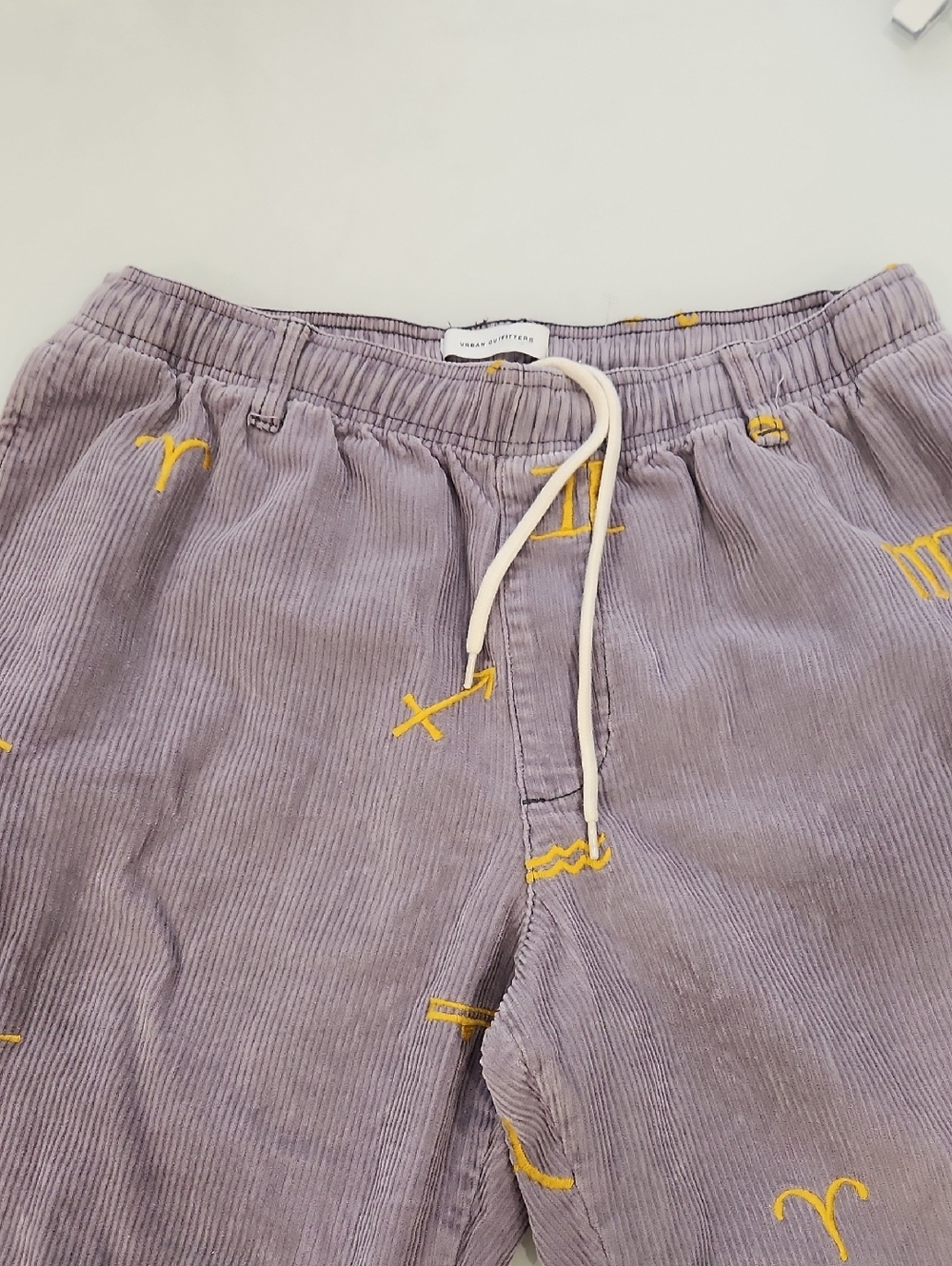 Urban Outfitters Lavender Corduroy Kids Pants with Yellow Embroidery